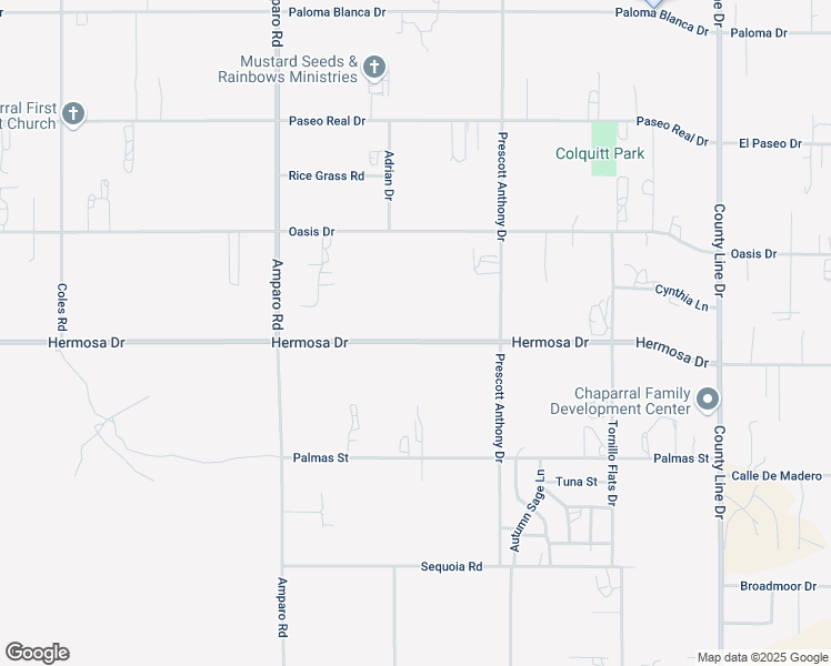 map of restaurants, bars, coffee shops, grocery stores, and more near 540 Hermosa Drive in Chaparral