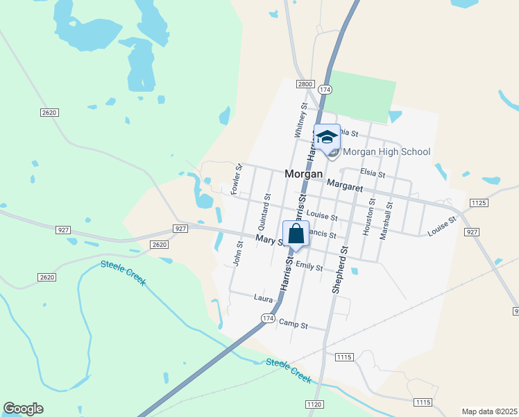map of restaurants, bars, coffee shops, grocery stores, and more near 909 Quintard in Morgan