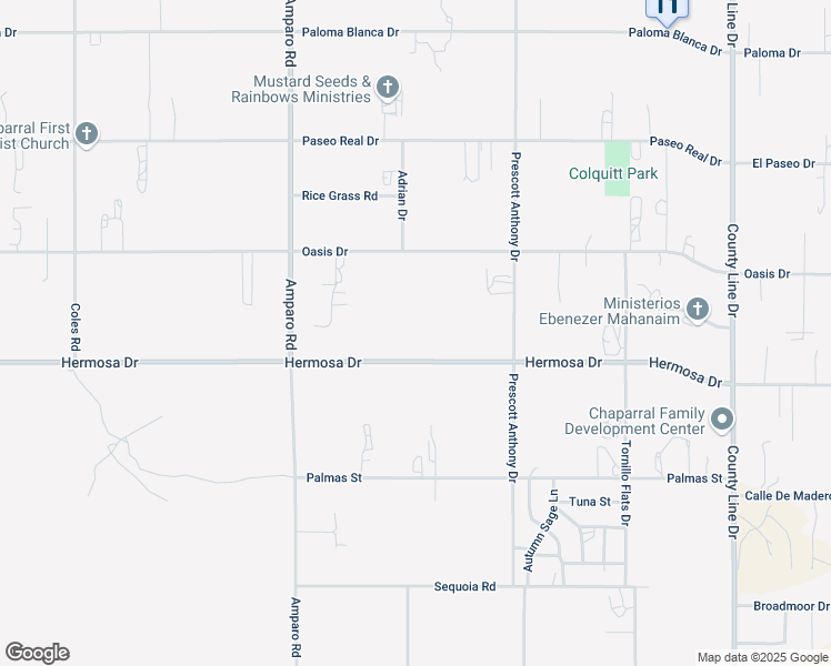 map of restaurants, bars, coffee shops, grocery stores, and more near 540 Hermosa Drive in Chaparral