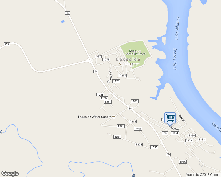 map of restaurants, bars, coffee shops, grocery stores, and more near County Road 1275 in Bosque County