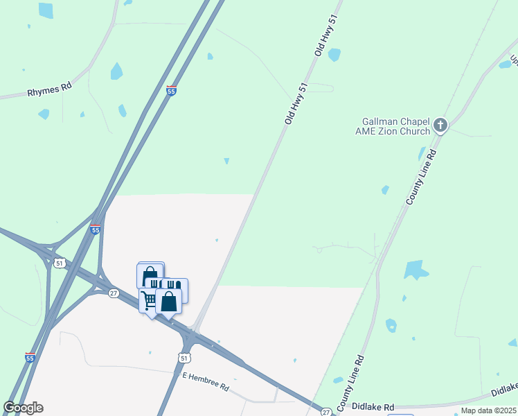 map of restaurants, bars, coffee shops, grocery stores, and more near 27172 U.S. 51 in Crystal Springs