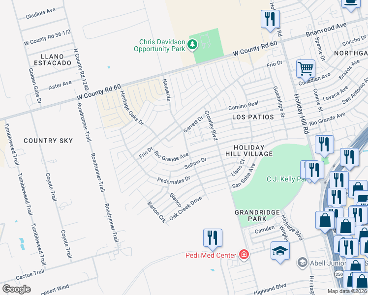 map of restaurants, bars, coffee shops, grocery stores, and more near 4003 Navasota in Midland