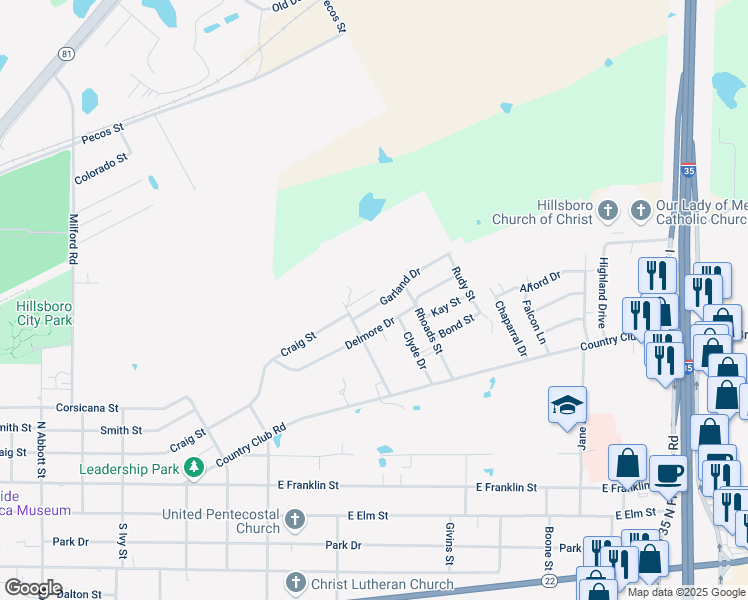 map of restaurants, bars, coffee shops, grocery stores, and more near 113 Garland Drive in Hillsboro