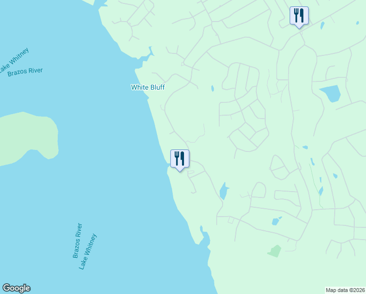 map of restaurants, bars, coffee shops, grocery stores, and more near 28021 White Bluff Drive in Whitney