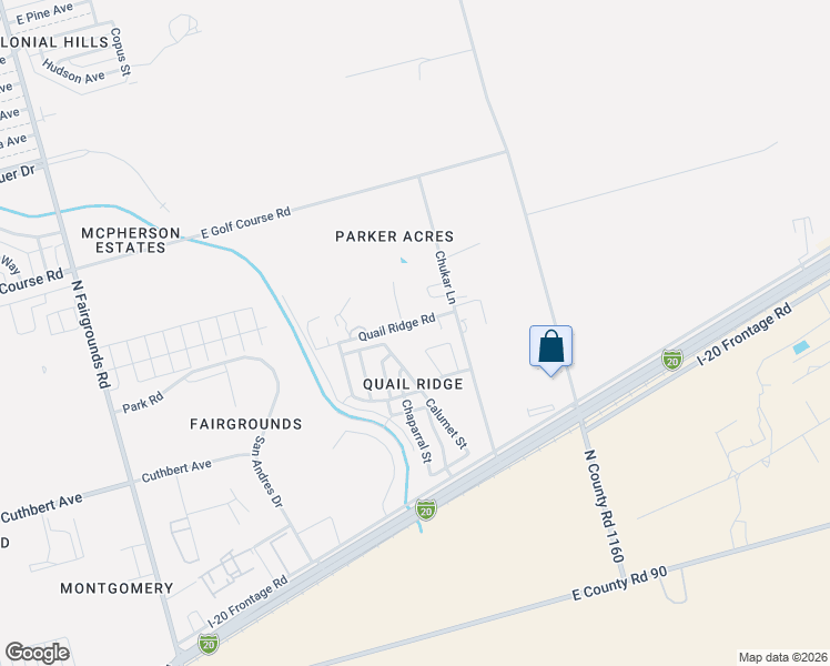 map of restaurants, bars, coffee shops, grocery stores, and more near 2700 Quail Ridge Road in Midland