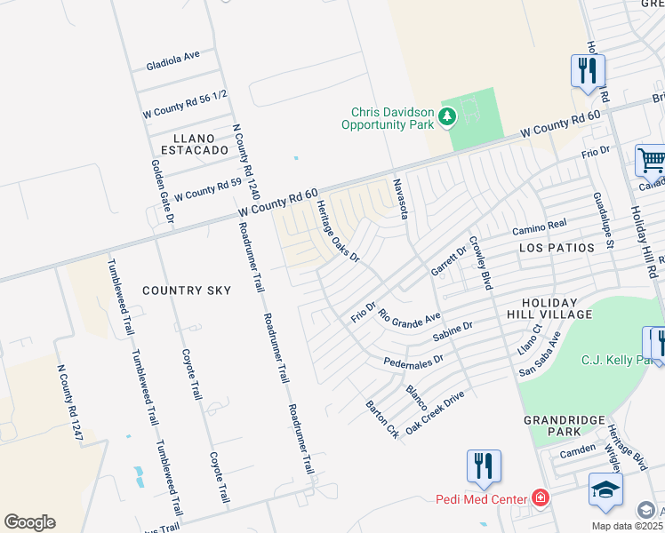 map of restaurants, bars, coffee shops, grocery stores, and more near 6016 Frio Drive in Midland
