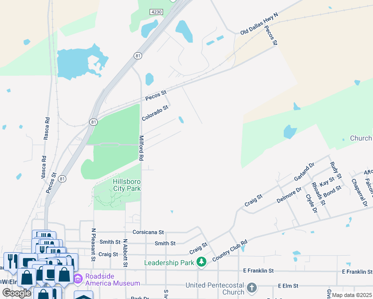 map of restaurants, bars, coffee shops, grocery stores, and more near 132 Trinity Street in Hillsboro