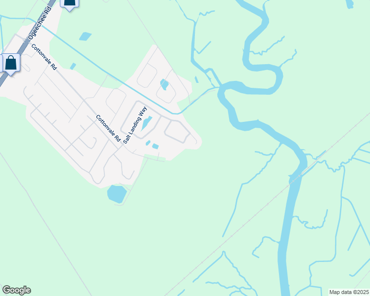 map of restaurants, bars, coffee shops, grocery stores, and more near 143 Meadowside Lane in Savannah