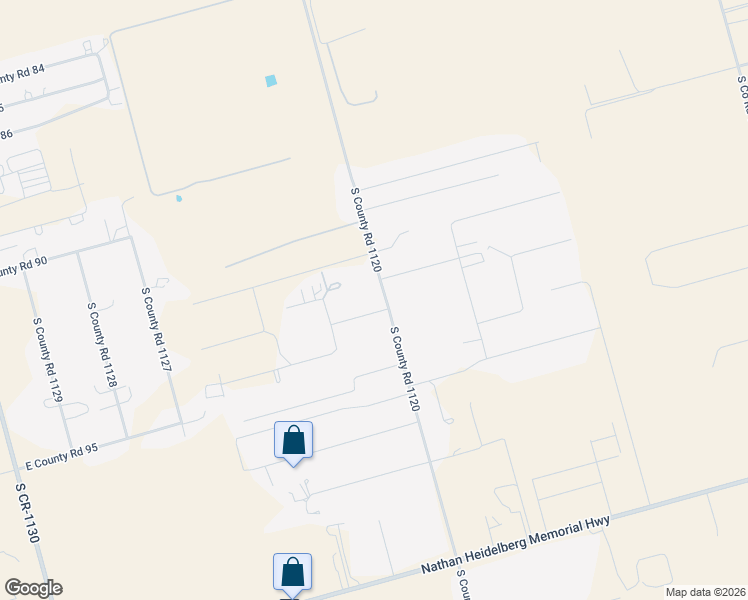 map of restaurants, bars, coffee shops, grocery stores, and more near 1068-1304 S County Road 1120 in Midland