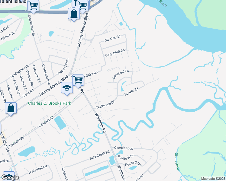 map of restaurants, bars, coffee shops, grocery stores, and more near 11 Rigger Court in Savannah