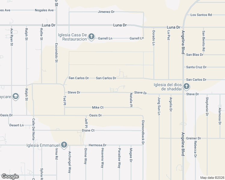 map of restaurants, bars, coffee shops, grocery stores, and more near 1016 Steve Drive in Chaparral