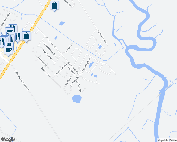 map of restaurants, bars, coffee shops, grocery stores, and more near 200 Salt Landing Circle in Savannah