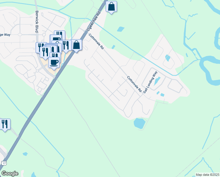 map of restaurants, bars, coffee shops, grocery stores, and more near 25 Valleydale Way in Savannah