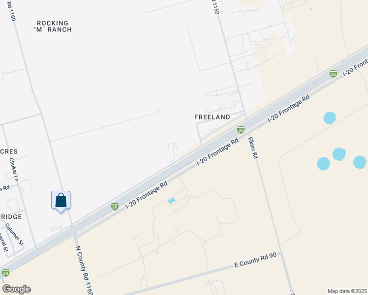 map of restaurants, bars, coffee shops, grocery stores, and more near 3611 East Highway 80 in Midland