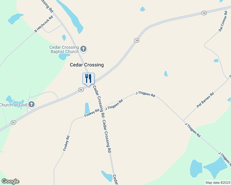 map of restaurants, bars, coffee shops, grocery stores, and more near 161 J Thigpen Road in Lyons
