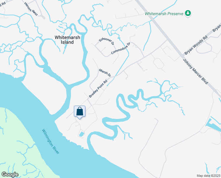map of restaurants, bars, coffee shops, grocery stores, and more near 702 Bradley Point Road in Savannah