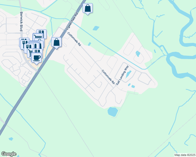 map of restaurants, bars, coffee shops, grocery stores, and more near 10 Valleydale Way in Savannah