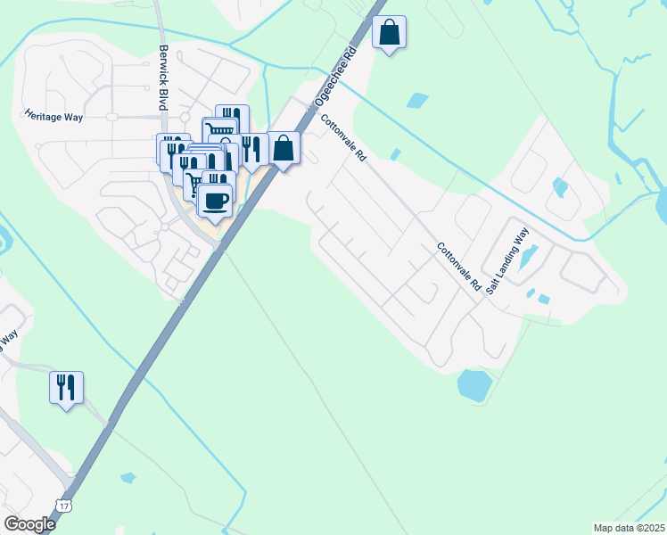 map of restaurants, bars, coffee shops, grocery stores, and more near 230 Fontenot Drive in Savannah