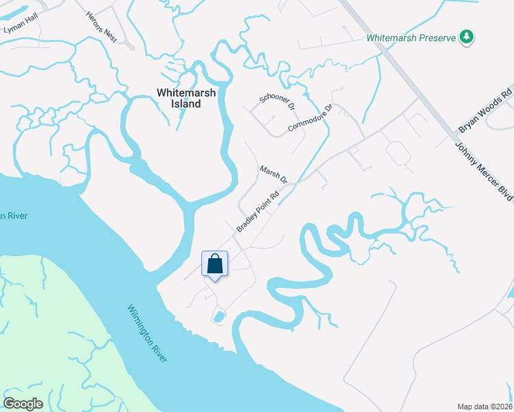map of restaurants, bars, coffee shops, grocery stores, and more near 709 Bradley Point Road in Savannah