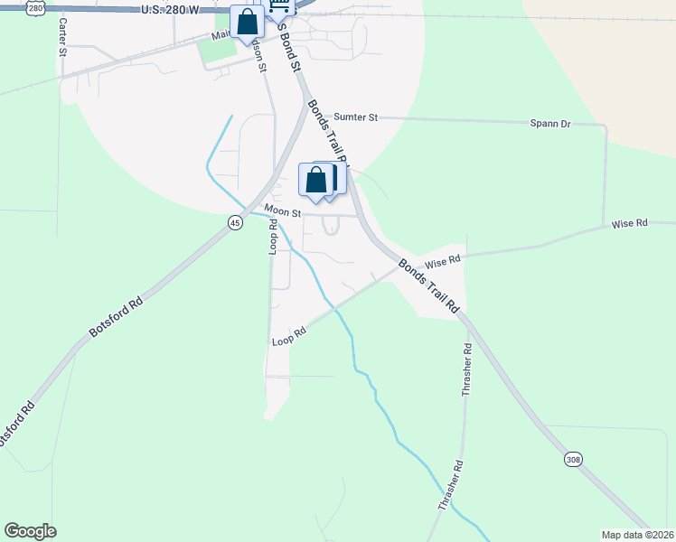 map of restaurants, bars, coffee shops, grocery stores, and more near 144 Africana Drive in Plains