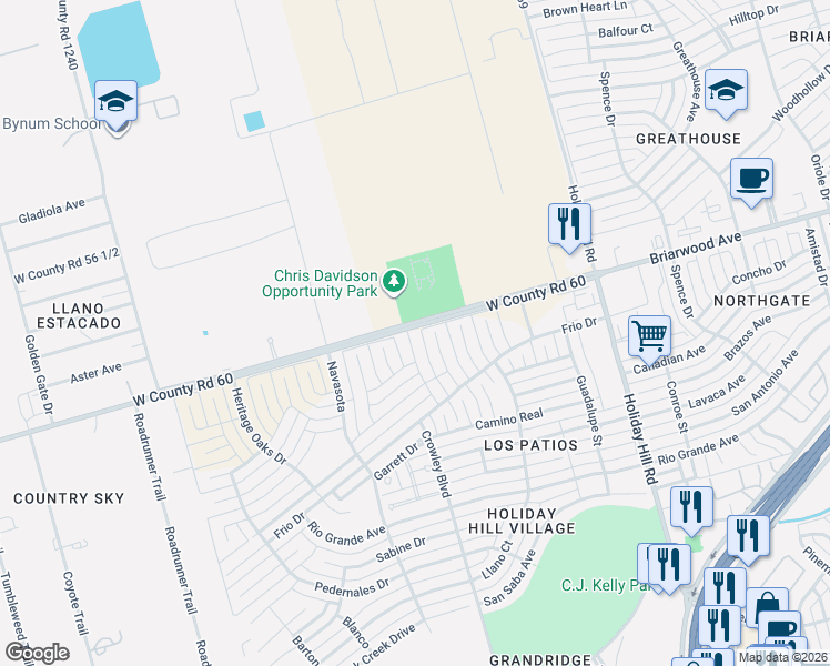 map of restaurants, bars, coffee shops, grocery stores, and more near 5700 Briarwood Avenue in Midland
