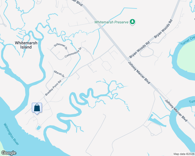 map of restaurants, bars, coffee shops, grocery stores, and more near 308 Bradley Point Road in Savannah