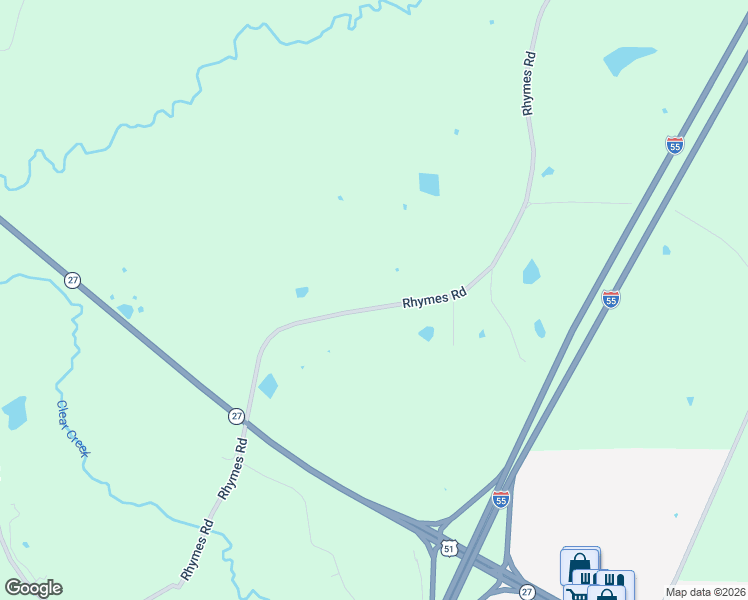 map of restaurants, bars, coffee shops, grocery stores, and more near 2077 Rhymes Road in Crystal Springs