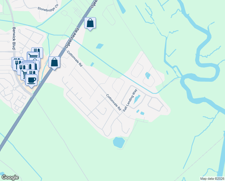 map of restaurants, bars, coffee shops, grocery stores, and more near 224 Cottonvale Road in Savannah