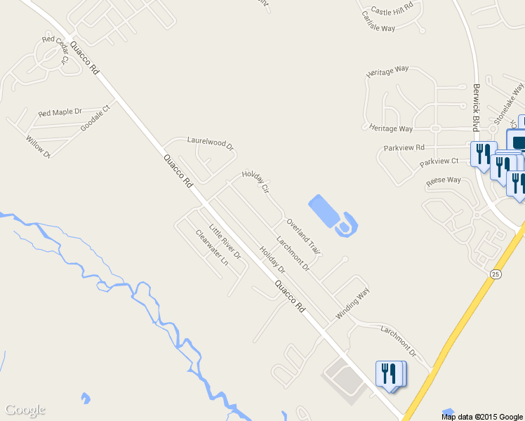 map of restaurants, bars, coffee shops, grocery stores, and more near 216 Larchmont Drive in Savannah