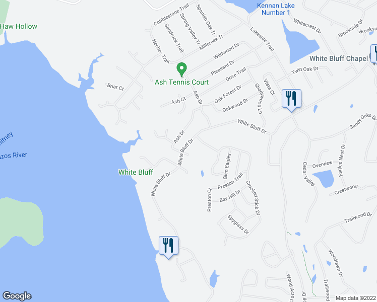 map of restaurants, bars, coffee shops, grocery stores, and more near 19057 Crestridge Court in Whitney
