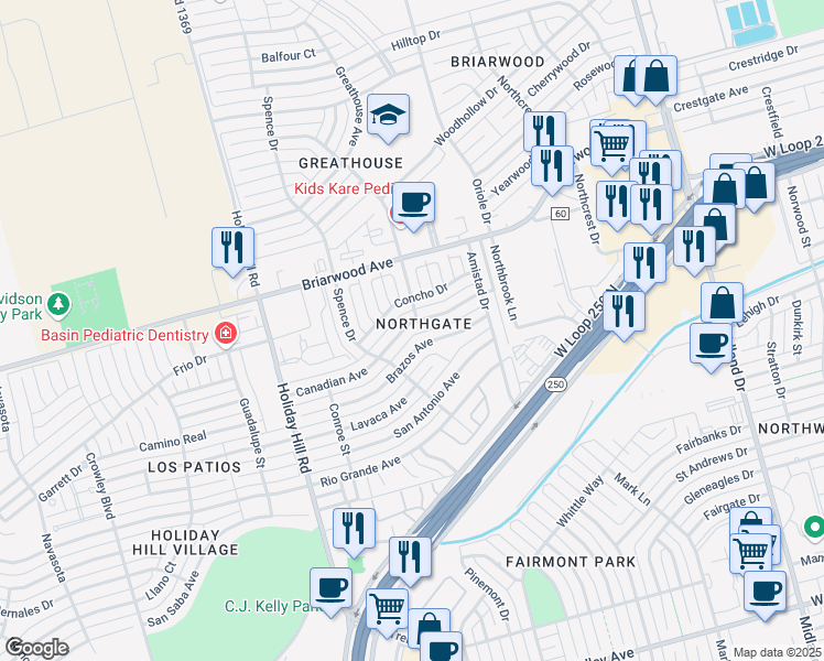 map of restaurants, bars, coffee shops, grocery stores, and more near 5101 Canadian Avenue in Midland