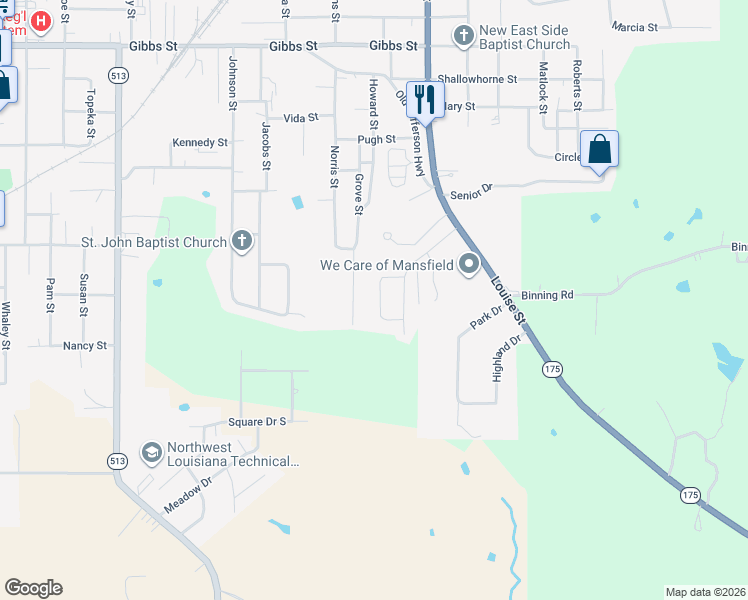 map of restaurants, bars, coffee shops, grocery stores, and more near 332 Elmwood Street in Mansfield