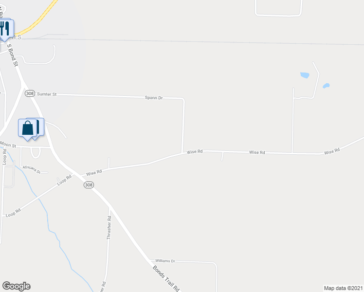 map of restaurants, bars, coffee shops, grocery stores, and more near 154 Spann Drive in Plains