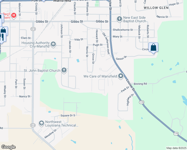 map of restaurants, bars, coffee shops, grocery stores, and more near 807 Grove Street in Mansfield