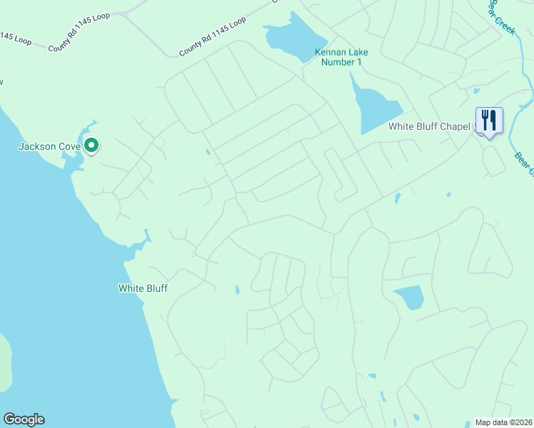 map of restaurants, bars, coffee shops, grocery stores, and more near 19042 White Bluff Drive in Whitney