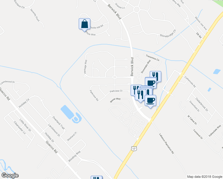 map of restaurants, bars, coffee shops, grocery stores, and more near 213 Parkview Court in Savannah