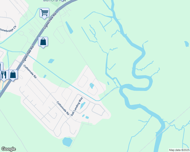 map of restaurants, bars, coffee shops, grocery stores, and more near 621 Derrick Inn Road in Savannah