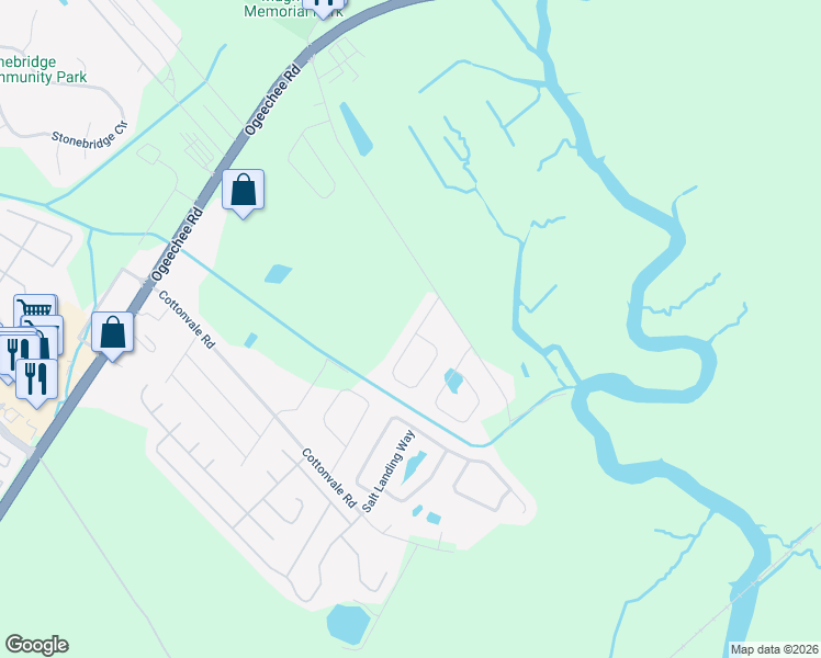 map of restaurants, bars, coffee shops, grocery stores, and more near 119 Spoonbill Circle in Savannah