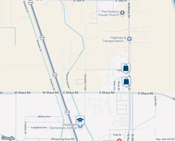 map of restaurants, bars, coffee shops, grocery stores, and more near 1732-1798 Venadito Trail in Anthony