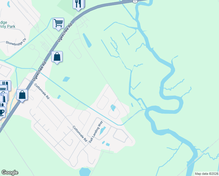 map of restaurants, bars, coffee shops, grocery stores, and more near 529 Derrick Inn Road in Savannah