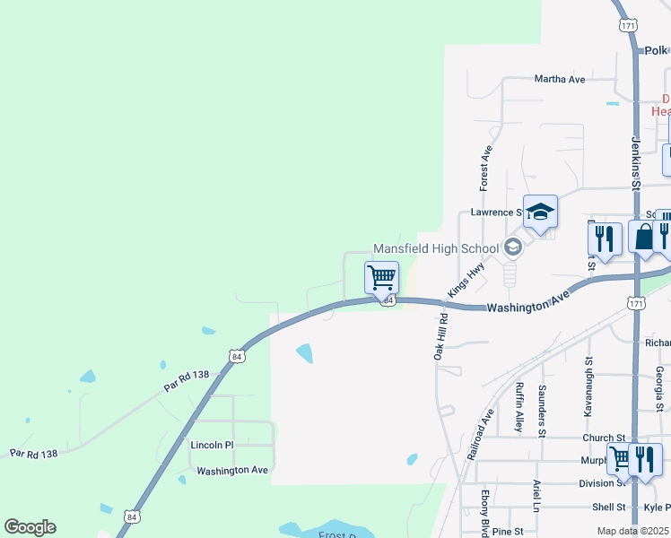 map of restaurants, bars, coffee shops, grocery stores, and more near 179 Henderson Lane in Mansfield
