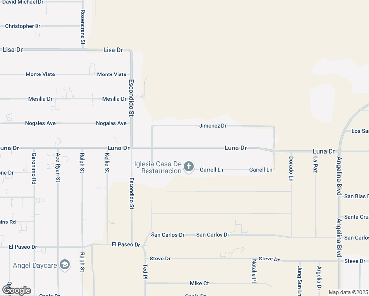 map of restaurants, bars, coffee shops, grocery stores, and more near Luna Drive in Chaparral