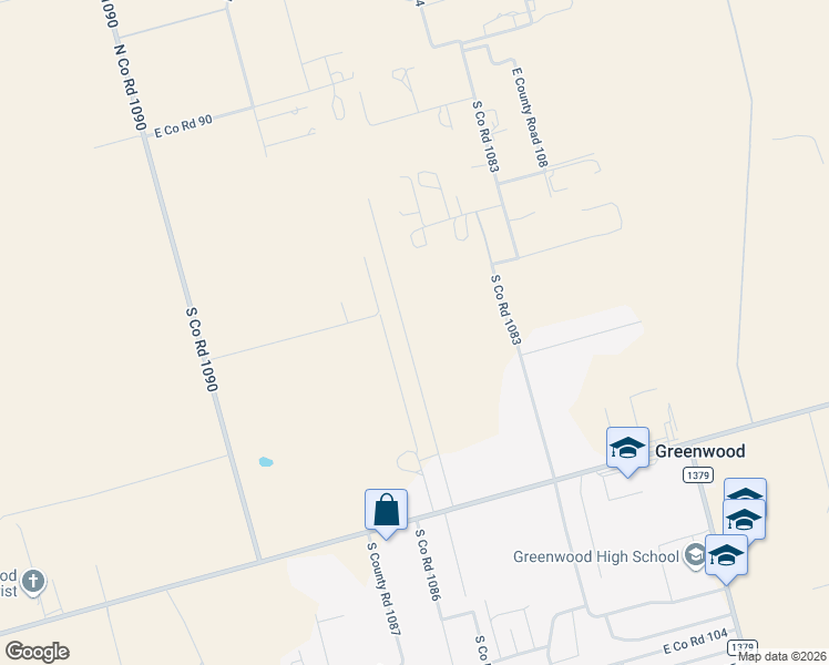 map of restaurants, bars, coffee shops, grocery stores, and more near 1608 South Co Road 1085 in Midland
