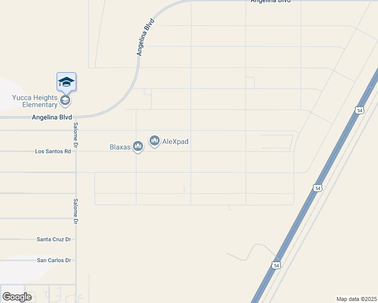 map of restaurants, bars, coffee shops, grocery stores, and more near Los Santos Drive in Chaparral