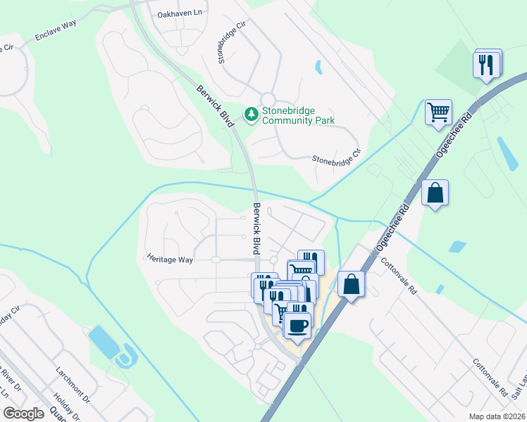map of restaurants, bars, coffee shops, grocery stores, and more near 31 Quartz Way in Savannah