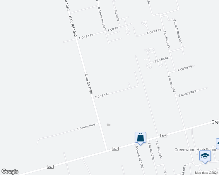 map of restaurants, bars, coffee shops, grocery stores, and more near 10209 East Co Road 95 in Midland