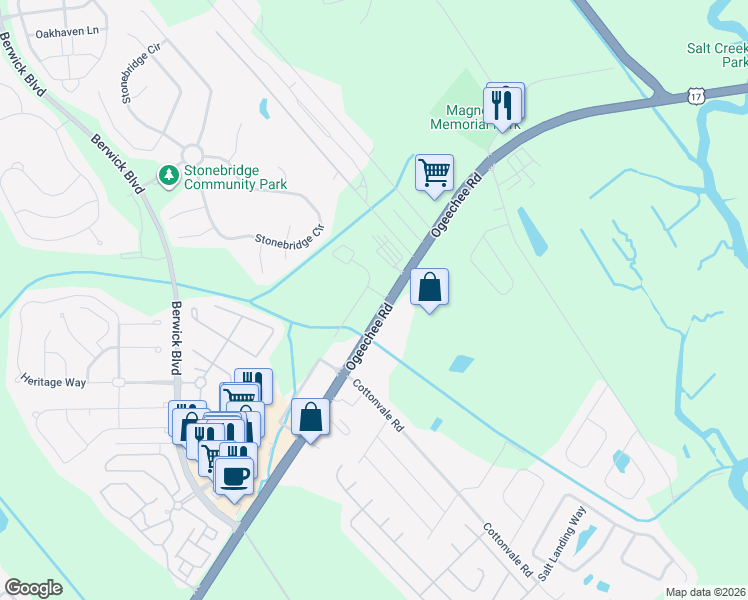 map of restaurants, bars, coffee shops, grocery stores, and more near 5632 Ogeechee Road in Savannah