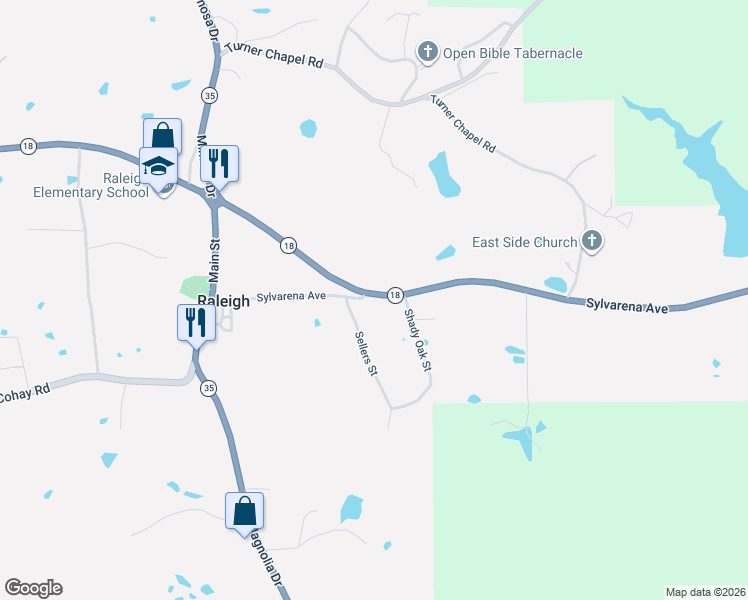 map of restaurants, bars, coffee shops, grocery stores, and more near 226 Mississippi 18 in Raleigh