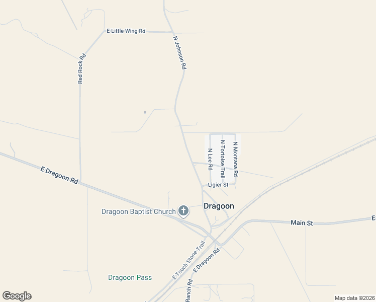 map of restaurants, bars, coffee shops, grocery stores, and more near North Johnson Road in Dragoon