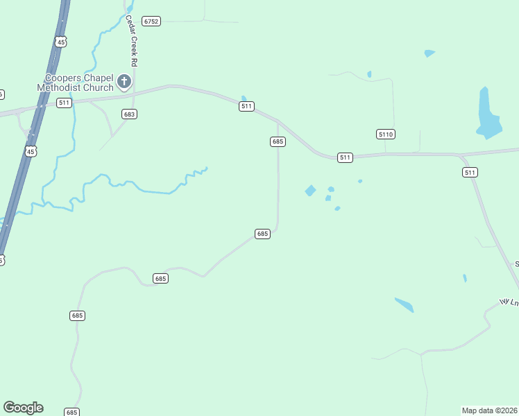 map of restaurants, bars, coffee shops, grocery stores, and more near 346 County Road 685 in Quitman